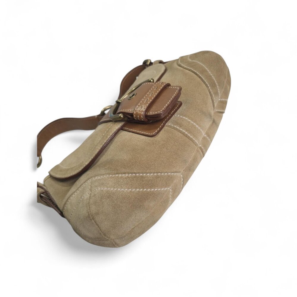 Vintage COACH Y2K Soho Suede Shoulder Bag in tan - Picture 6 of 15